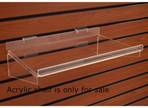 Acrylic Clear Slatwall Shelf 24 W x 10 D Inches