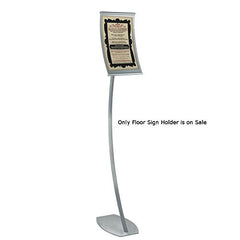 Curved Metal Floor Sign Holder in Silver 8.5 W x 14 H Inches