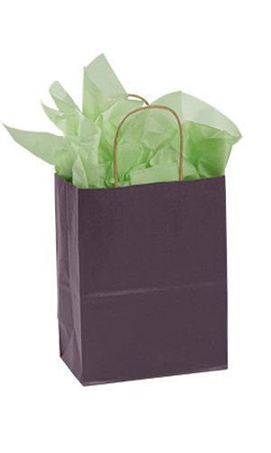 Plum Medium Paper Shopping Bags 8 x 4.5 x 10.25 Inches - Case of 100