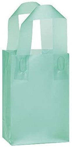 Plastic Small Shopping Bags in Aqua 5 x 3 x 7 Inches - Count of 100