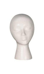 Female Styrofoam Head Mannequin in White 11.5 H Inches