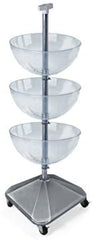 3 Tier Plastic Bowl Display 14 D Inches with Plastic Base and Casters