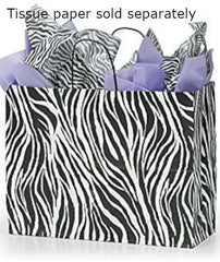 Zebra Skin Large Paper Shopping Bags 16 x 6 x 12 Inches - Case of 25