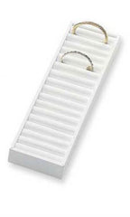 21 Slots Faux Leather Bangle Trays in White 4 W x 14 L x 1 H Inches