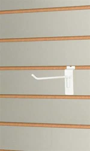 Slatwall Peg Hooks in White 4 Inches Long - Count of 100