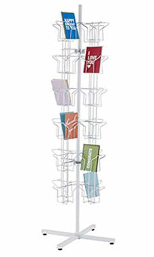 Greeting Card Display Rack in White 65 H x 16 D Inches with 48 Pockets