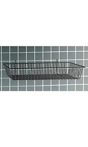 Mini Wire Grid Basket in Black 24 x 12 x 4 Inches for Slatwall