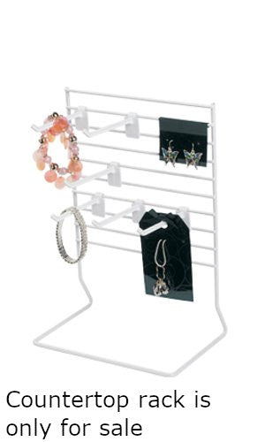 Wire Countertop Rack in White 8 W x 8 H Inches with 6 Peg Hooks