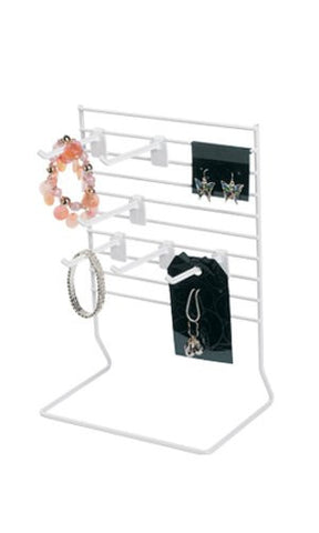 Wire Countertop Rack in White 8 W x 8 H Inches with 6 Peg Hooks
