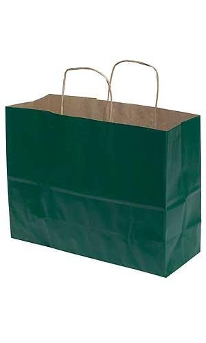 Hunter Green Large Paper Shopping Bag 16 x 6 x 12 Inches - Count of 100