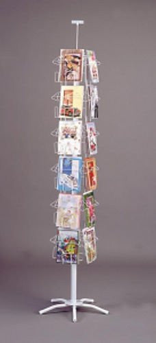 24 Pocket Greeting Card Black Display Rack Spinner in White