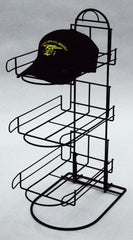 3-Tier Wire Cap Display Rack in Black - 24 H x 8 W x 13 D Inches
