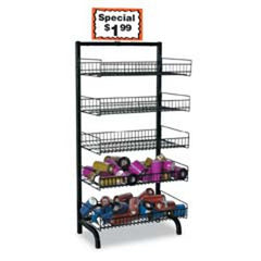 5 Basket Wire Display Rack 24 W x 18 D x 56 H Inches