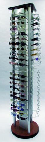 3-Side Rotating Chrome Sunglass Display Rack 70 H x 18 Dia Inches