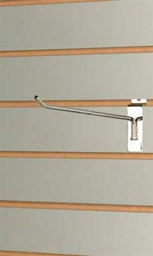 Slatwall Hook in Chrome 8 Inches with Integrated Mounting Bracket- Case of 50