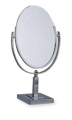 Chrome Metal Frame Tilting Oval Counter Two Sided Mirror
