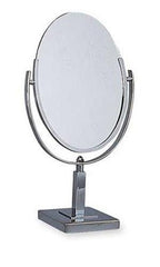Chrome Metal Frame Tilting Oval Counter Two Sided Mirror