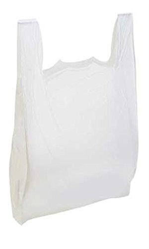 Large Plastic T-Shirt Bags in White Finish 18 x 8 x 30 Inches - Case of 500