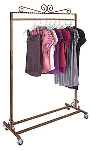 Single Rail Boutique Cobblestone Salesman Rolling Rack - 48"w X 20"d X 48-66" H