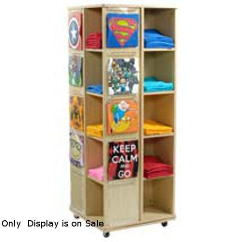 Revolving T Shirt Display with Casters 23 1/2"W x 23 1/2"D x 63"H