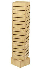 Rotating Slatwall Tower in Maple Finish 12L x 12W x 54H Inches with Base