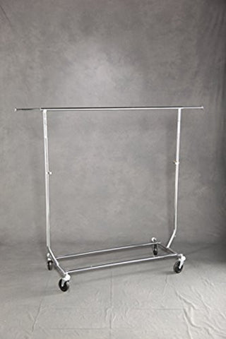 Single Rail Commercial Folding Garment Rack - 55 W x 22 D x up to 65 H Inches