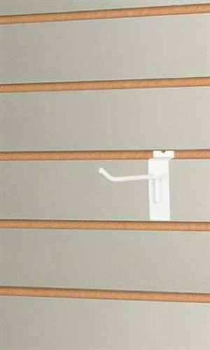 Slatwall Hook in White 2 Inches with Integrated Mounting Bracket- Case of 100