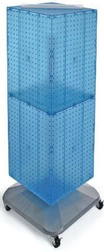 4 Side Pegboard Interlocking Display in Blue 14 W x 40 H Inches with Wheels