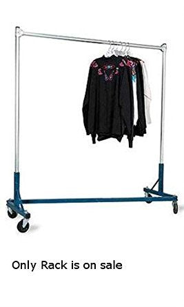 Single Rail Z-Truck Clothing Rack in Blue 63 W x 24 D x 66 H Inches