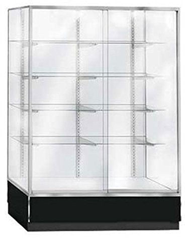 Glass Display Case 72 Inches Height with Metal Frame and Adjustable Shelves