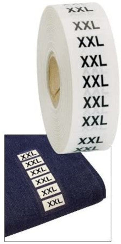 Size XXL Clothing Size Labels in White 1 W x 2.75 H Inches - Roll of 500