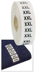 Size XXL Clothing Size Labels in White 1 W x 2.75 H Inches - Roll of 500