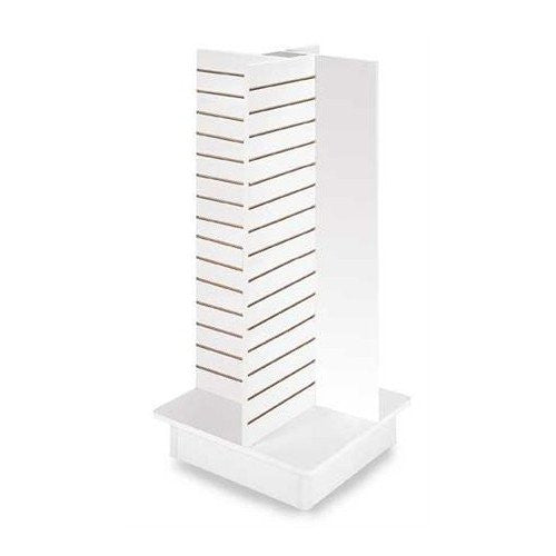 4 Panel Slatwall Tower Display in White 23 L x 23 W x 54 H Inches