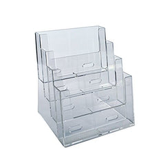 Plastic Clear 4Tier 4Pocket Letter Size Brochure Holder 9.25W x 7D x 13.25H Inch