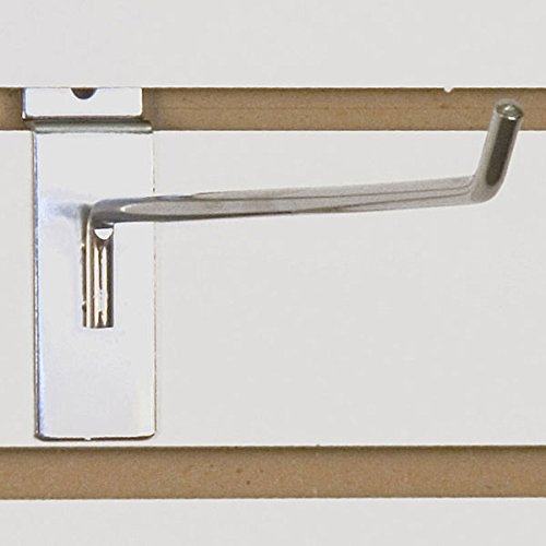 Slatwall Wire Hook in Chrome 12 L x 0.25 D Inches - Count of 25