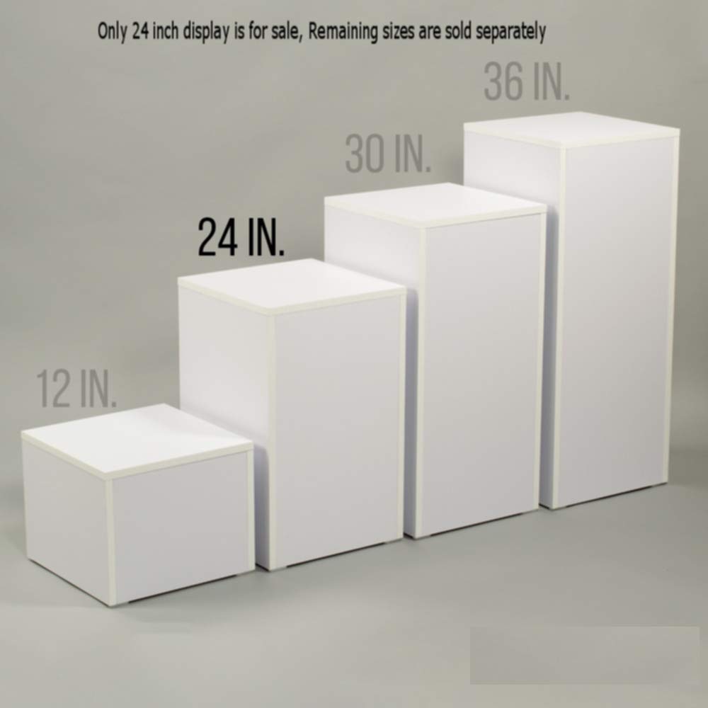 Laminated Wood Pedestal Display in White - 24 Inches High