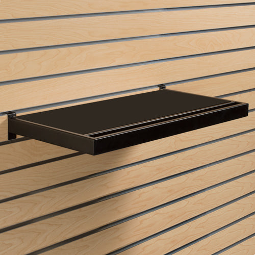 Black Slatwall Shelf 24 W x 12 D Inches with Hangrail