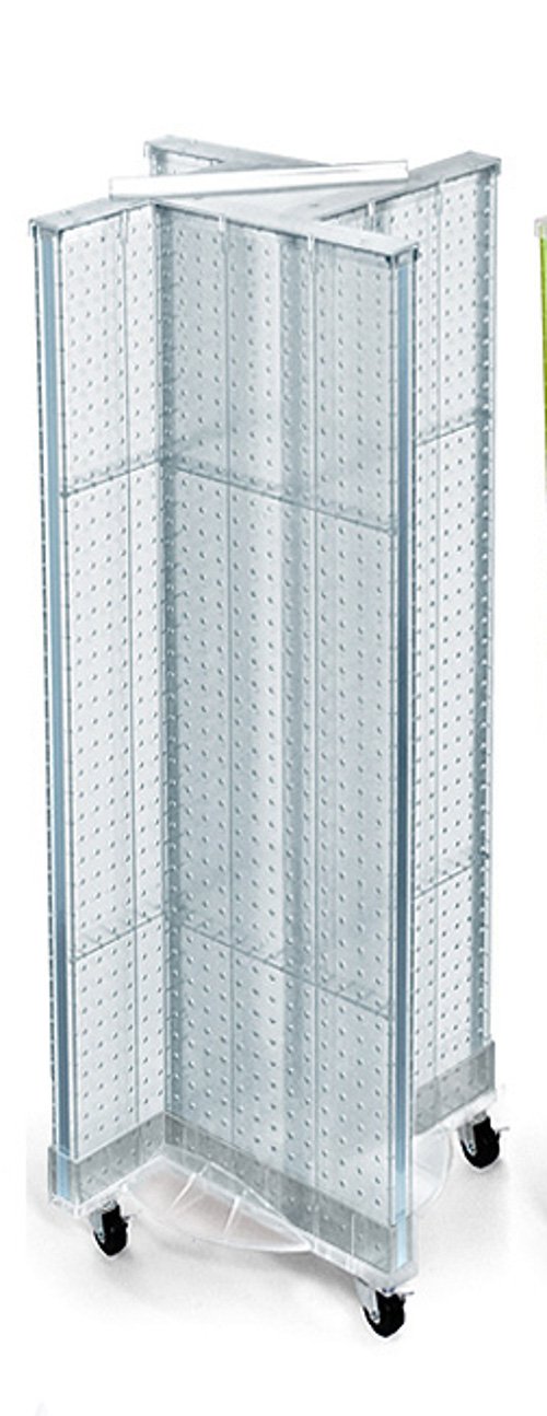 Pinwheel Pegboard Floor Display in Clear 13.5 W x 44 H Inches