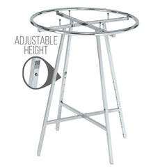 Round Apparel Rack in Chrome 42 Dia x 48 to 72 High Inches