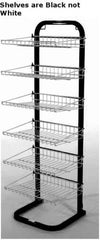 Display Rack in Black 51 H x 15.375 W x 14 D Inches with 6 Fixed Shelves