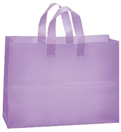 Lavender Frosted Large Plastic Shopping Bag 16 x 6 x 12 Inches - Count of 100