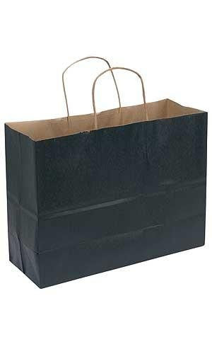 Paper Large Shopping Bags in Black 16 x 6 x 12 Inches - Count of 25