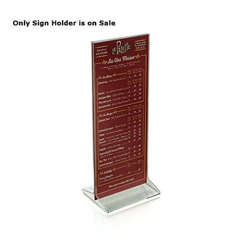 Top Load Menu Card Sign Holders in Clear 4.25 W x 11 H Inches - Case of 10