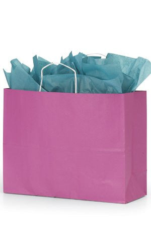 Pink Paper Large Shopping Bags 16 x 6 x 12 Inches - Count of 100
