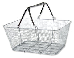 Large Silver Wire Mesh Shopping Basket Set -Set of 12