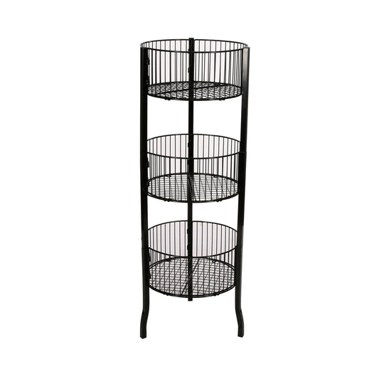 Black 3 Tier Circular Bin Display - 16 Dia x 46 H Inches