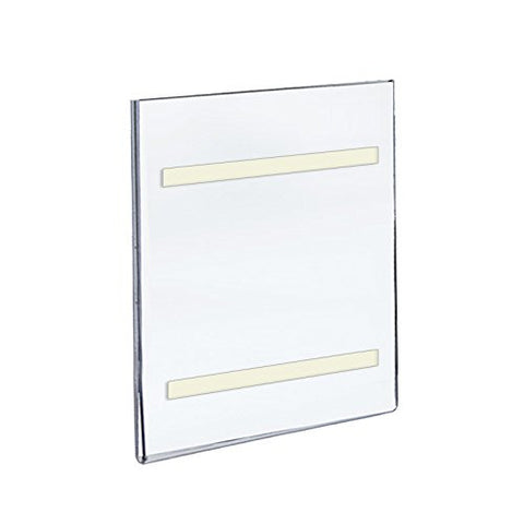Wall Mount Clear Sign Holders 8 W x 10 H Inches with Adhesive Tape - Box of 10