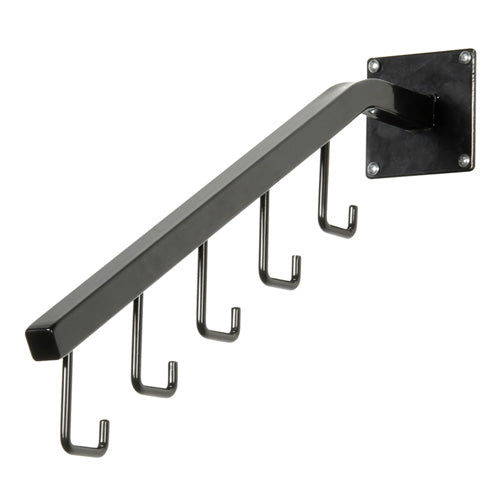 Wall Mount J-Hook Waterfall in Black Powder Coated Steel 18 Inches Long