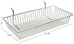 Chrome Wire Basket in Silver 24 W X 12 D X 5 H Inches with Hooks - Lot of 2
