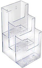 Acrylic Brochure Holder 4.5 W X 5.35 DX 9.125 H Inches with 3 Pockets - Lot of 2
